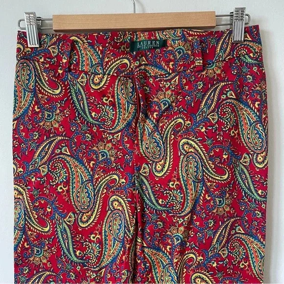 Lauren Ralph Lauren Red Paisley Dress Pants, Women's Size 2P - Picture 2 of 9